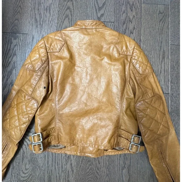 Ralph Lauren Kids Brown Leather Quilted Moto Jacket Size M 8/10 - Picture 8 of 9